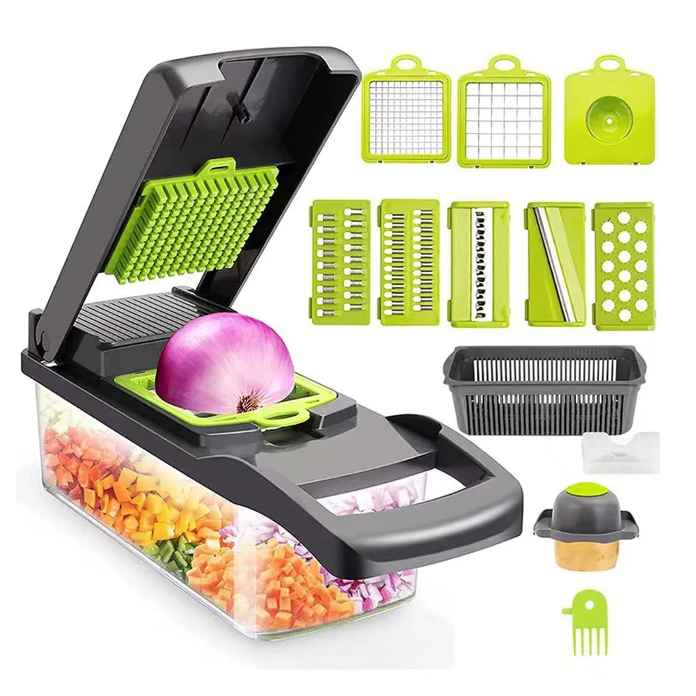 14-in-1 Vegetable Chopper & Mandoline Slicer with Storage Container