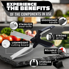 Clever Cutter 2-in-1 Knife & Cutting Board- The Original Quickly Chops Your Favorite Fruits, Vegetables, Meats, Cheeses & More in Second, Replace your Kitchen Knives and Cutting Boards