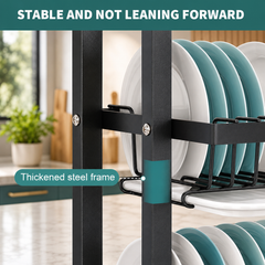 3-Tier Kitchen Dish Drying Rack with Drain Tray & Utensil Holder